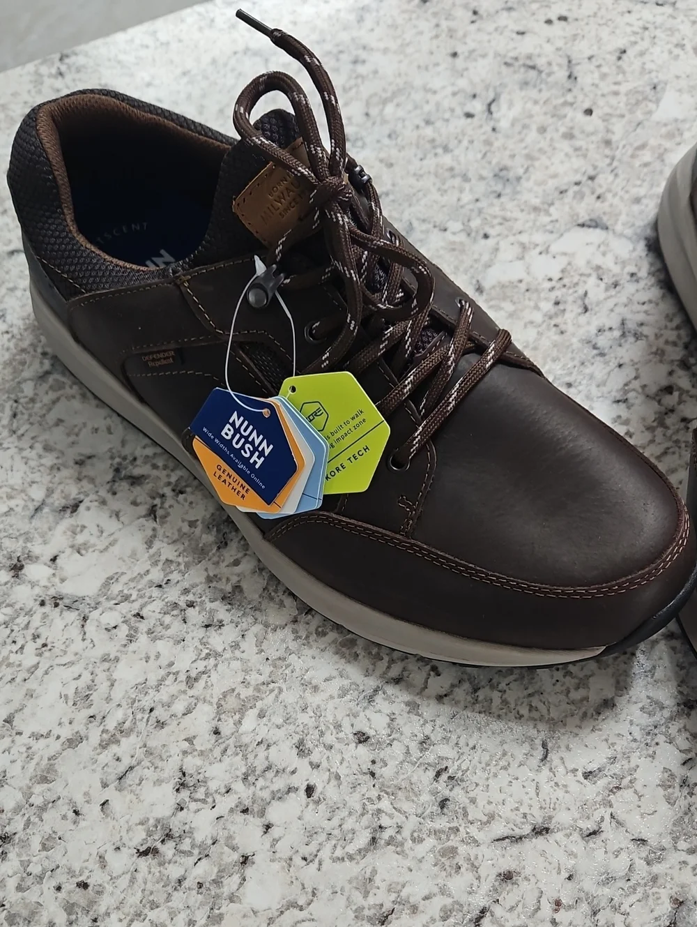 Nunn Bush Brown Leather Lace-Up Slip-On Sneaker
